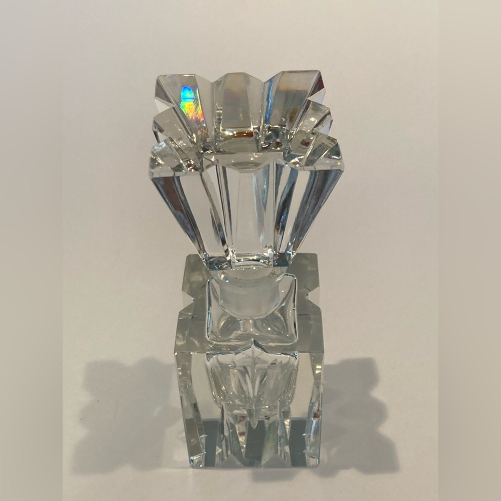 Stunning Crystal Glass Faceted Cut Perfume Bottle Art Deco Table Decor 6” - Picture 2 of 8